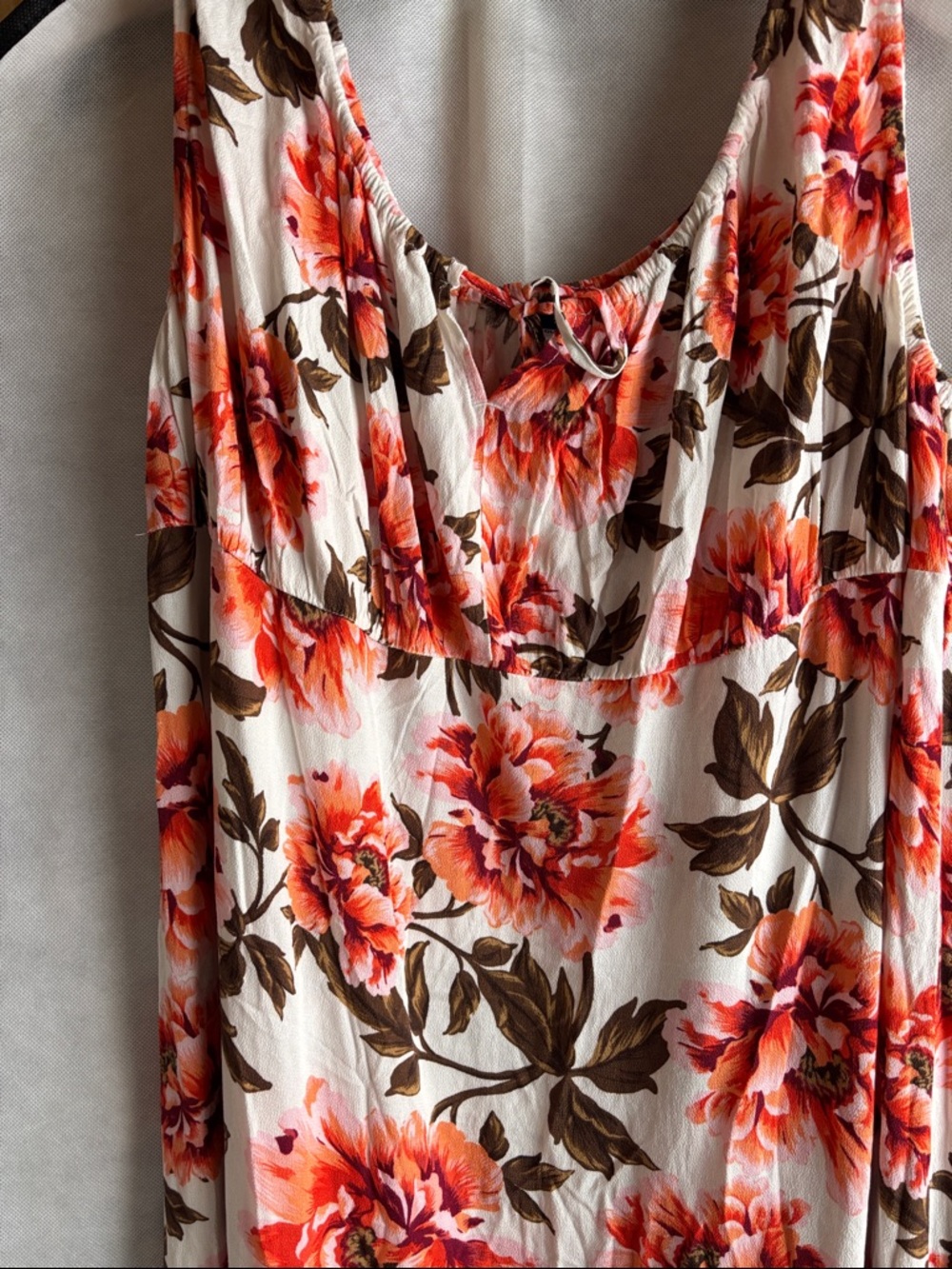 Old Navy White Maxi Dress with Orange Floral Print